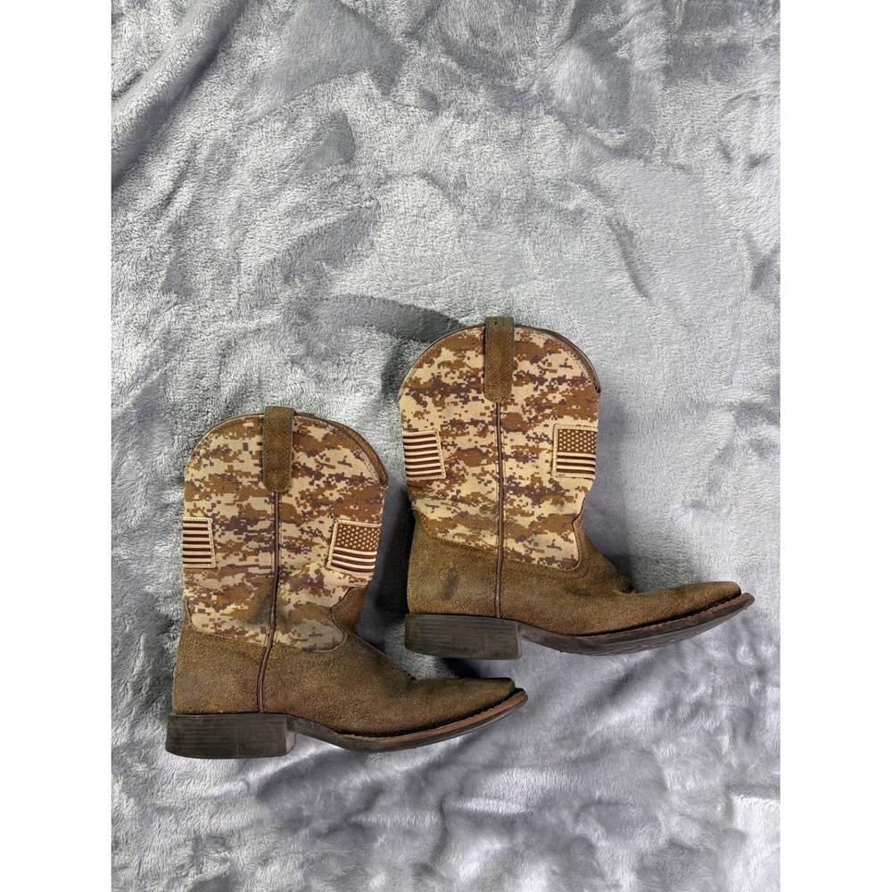 US 3.5 Ariat Sport Patriot kids western cowboy boots American flag patriotic